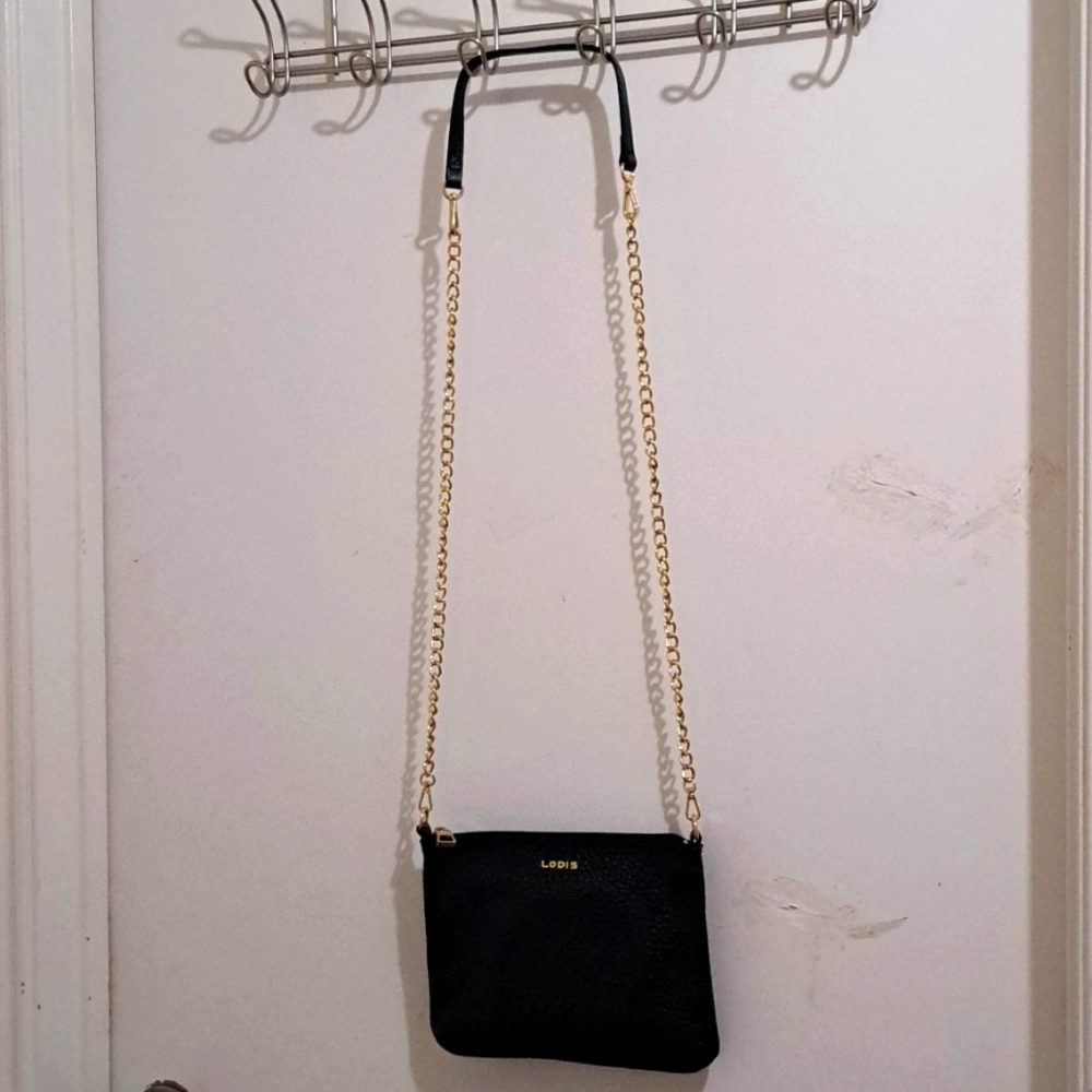 Lodis Black Pebbled Crossbody Bag